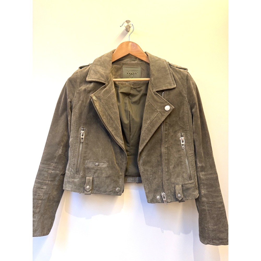 Blank NYC Suede Moss Green Moto‎ Women's Jacket Size Small (Rare!)